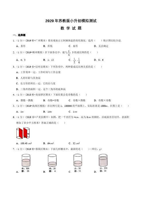 苏教版六年级小升初数学冲刺模拟卷附答案