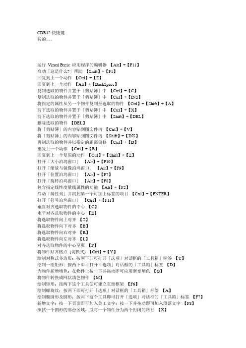 CDR12快捷键