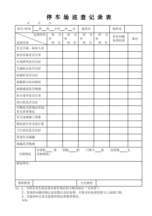 停车场巡查记录表