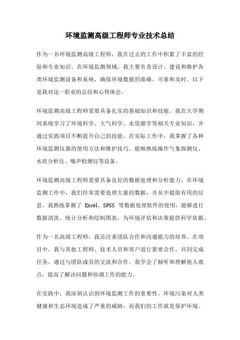 环境监测高级工程师专业技术总结