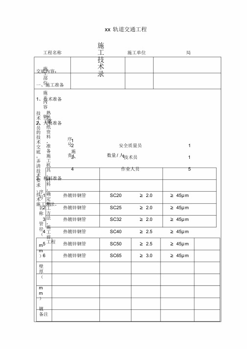 热镀锌钢管套丝技术交底