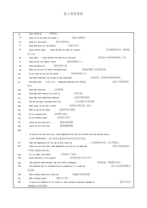 化工安全风险术语