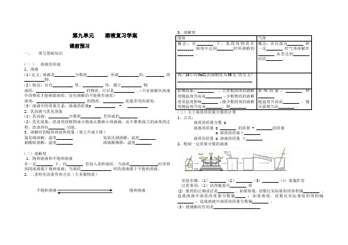 九年级化学第九单元_溶液__复习学案