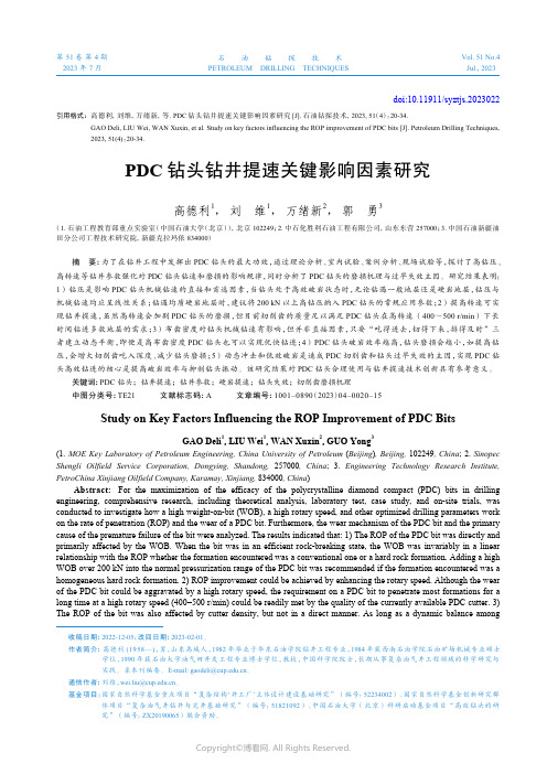 PDC_钻头钻井提速关键影响因素研究