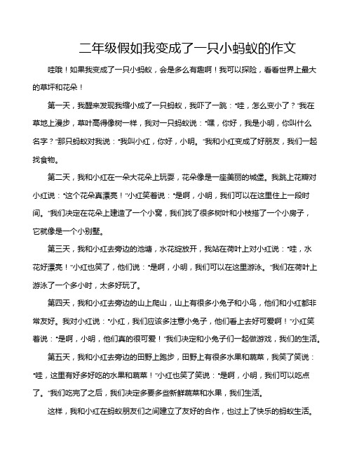 二年级假如我变成了一只小蚂蚁的作文