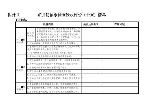 矿井防治水检查验收评价清单(十查)