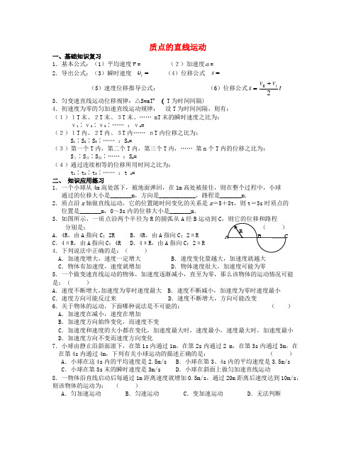 北京市房山区房山中学高二物理 寒假作业 质点的直线运动