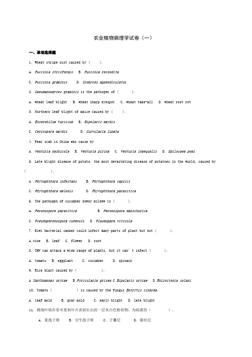 农业植物病理学试卷