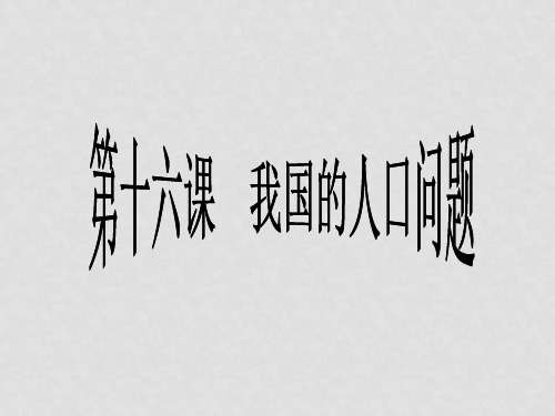 九年级政治全册 第十六课 第一框我国的人口问题课件 