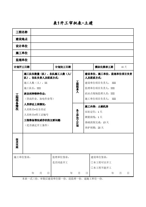 开工报审表(模板)