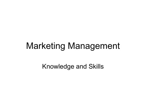 Marketing Management (Knowledge and Skills)