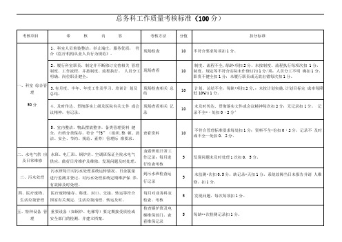 总务科质量考核标准