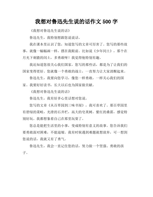 我想对鲁迅先生说的话作文500字