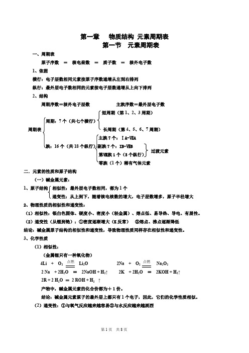 (完整版)化学必修二第一章知识点总结(最新整理)