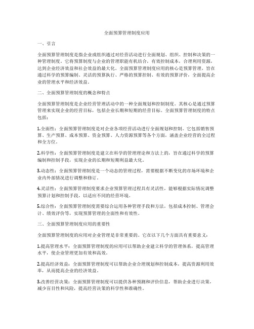 全面预算管理制度应用