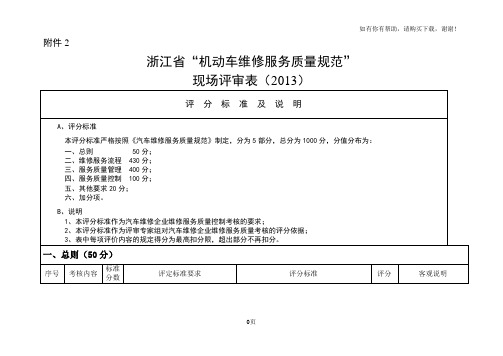 维修服务质量规范考评细则