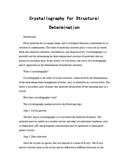 Crystallography for Structural Determination