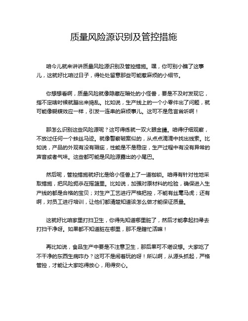 质量风险源识别及管控措施