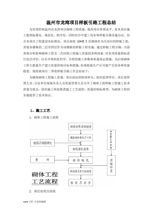 砌体工程样板引路工作总结