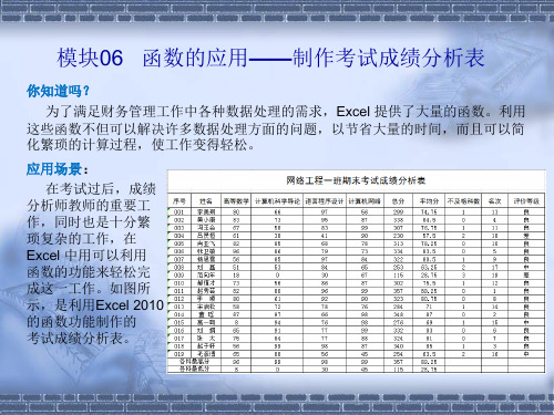 Excel函数的应用——制作考试成绩分析表