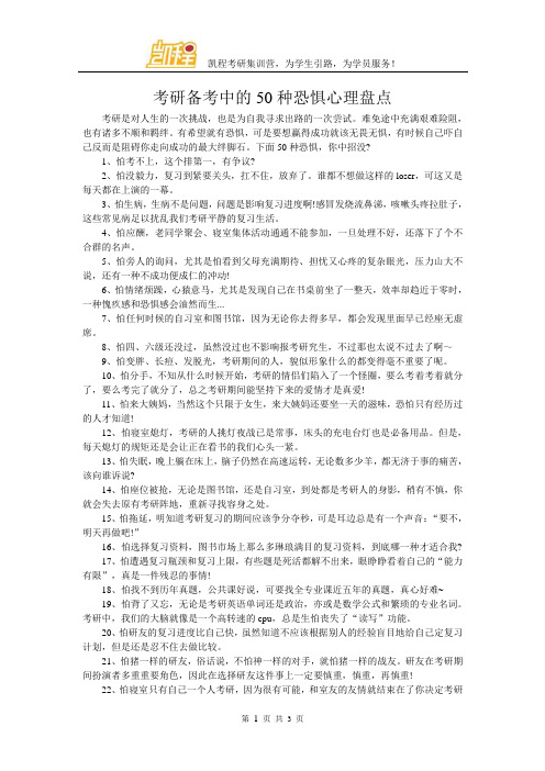 考研备考中的50种恐惧心理盘点