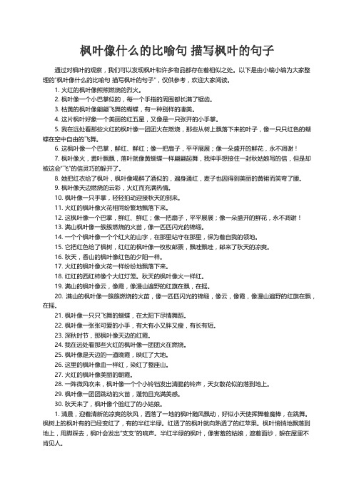 枫叶像什么的比喻句 描写枫叶的句子