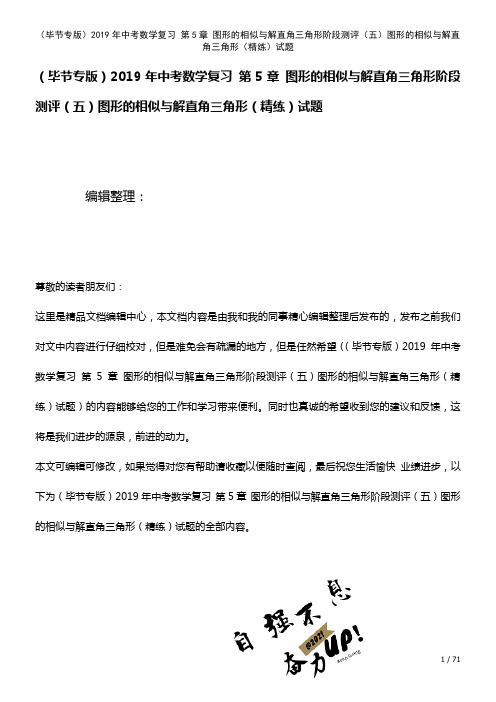 中考数学复习第5章图形的相似与解直角三角形阶段测评(五)图形的相似与解直角三角形(精练)试题(20