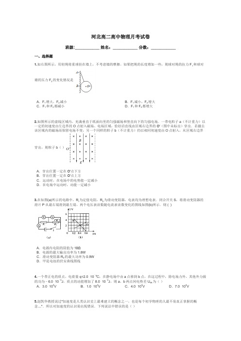 河北高二高中物理月考试卷带答案解析
