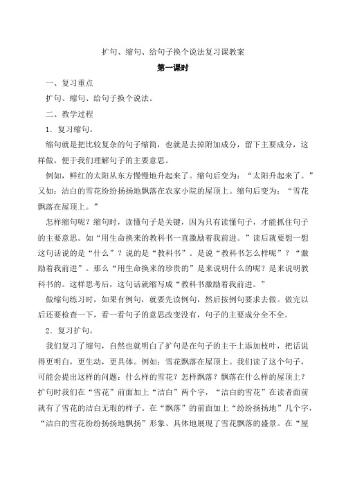 扩句、缩句、给句子换个说法复习课教案