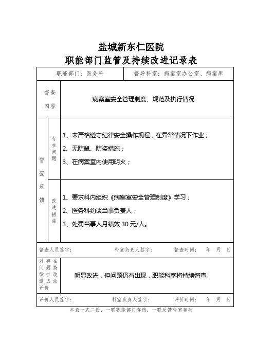 职能部门监管及持续改进记录表(4-23).doc