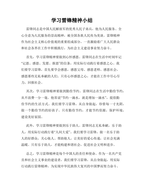 学习雷锋精神小结