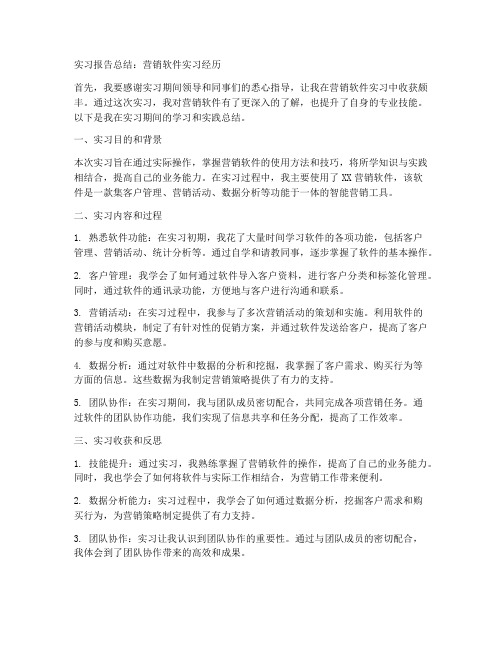 营销软件实习报告总结