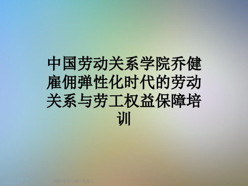 中国劳动关系学院乔健雇佣弹性化时代的劳动关系与劳工权益保障培训