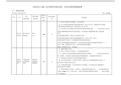 变电站工程固有风险汇总清册三级及以上.docx