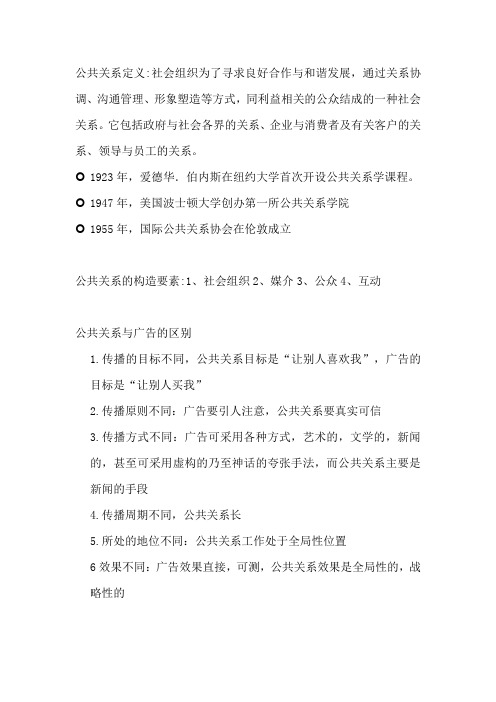 公共关系复习资料