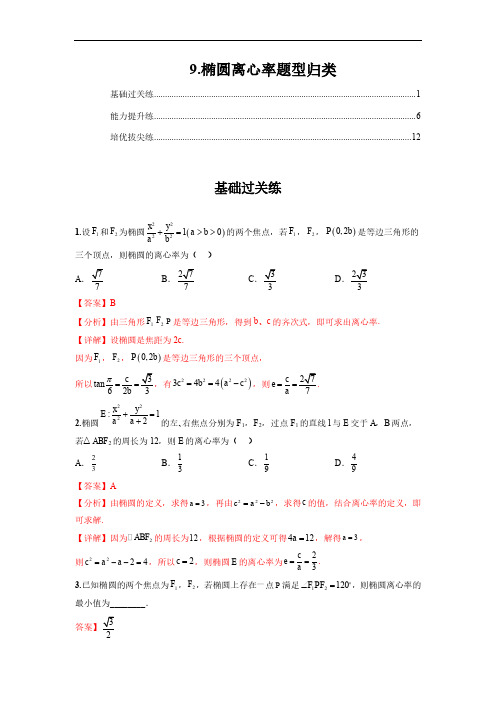 新教材人教A版高中数学选择性必修第一册专题训练：椭圆离心率题 分层练习题含答案解析