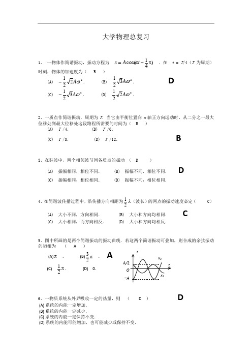 大学物理振动与波动总复习