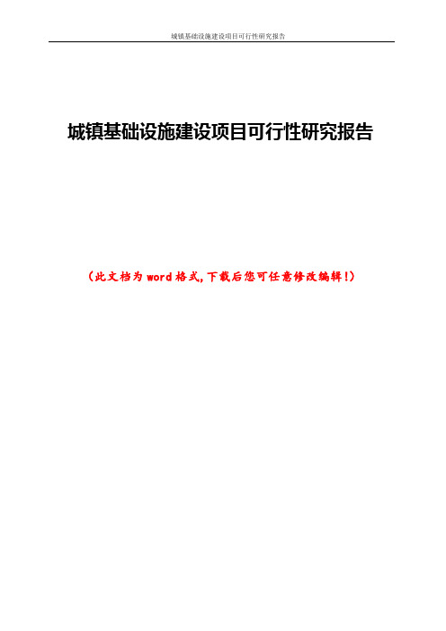 城镇基础设施建设项目可行性研究报告