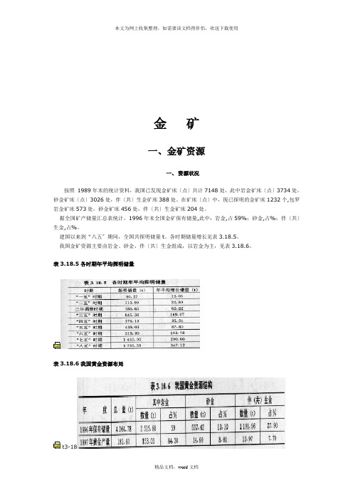 金矿资源地质特征概述(2021整理)