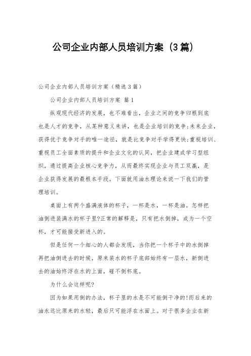 公司企业内部人员培训方案(3篇)