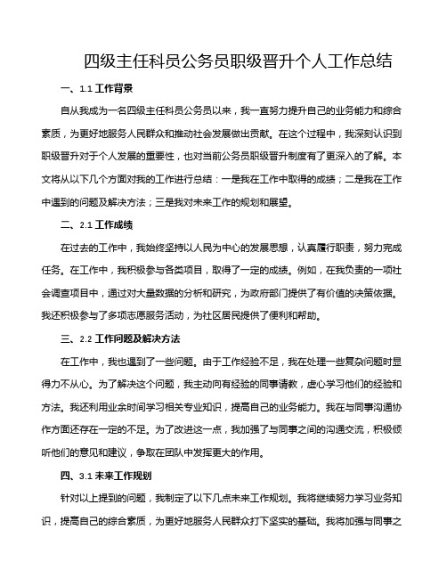 四级主任科员公务员职级晋升个人工作总结