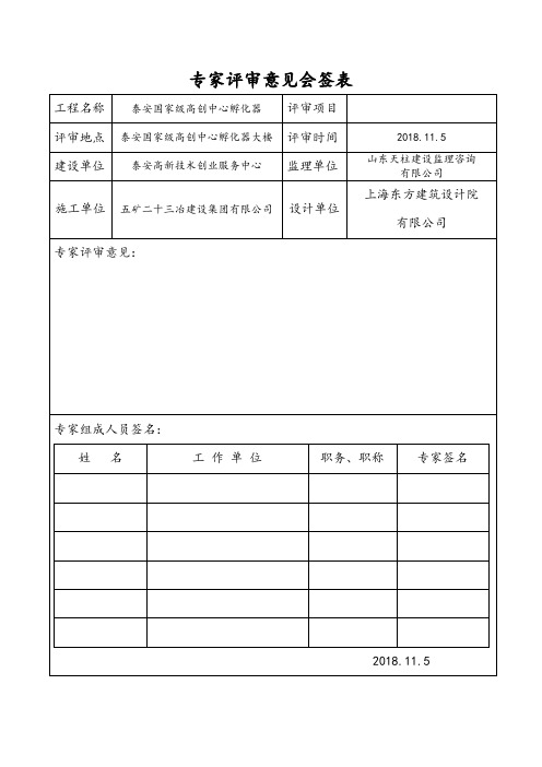 专家评审意见会签表(带签名表格)