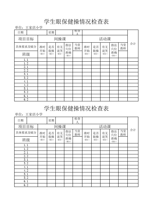 眼保健操检查表