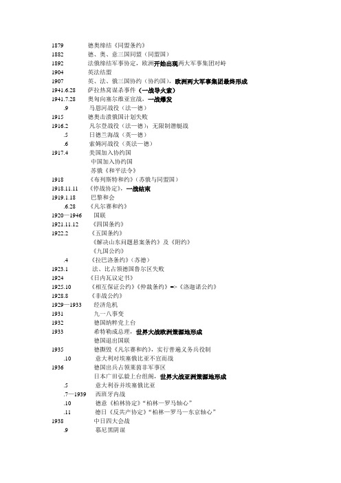 历史选修战争与和平时间表