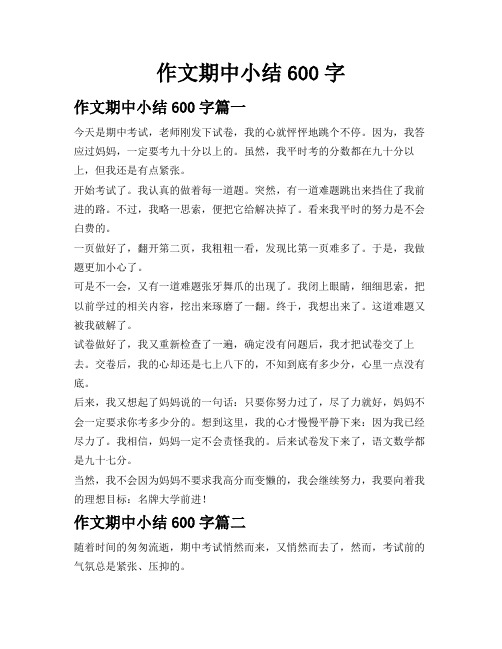 作文期中小结600字