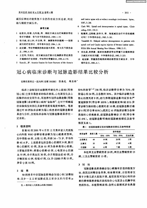 冠心病临床诊断与冠脉造影结果比较分析