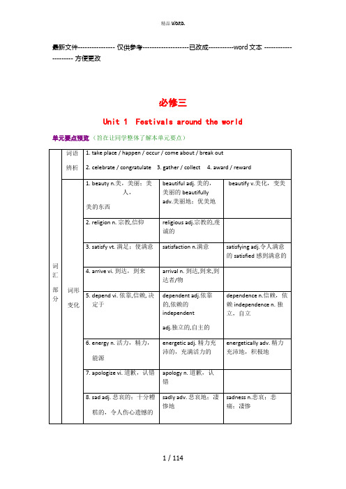 人教版高中英语必修三全册知识点复习+练习(含解析)(优选.)