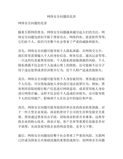 网络安全问题的危害