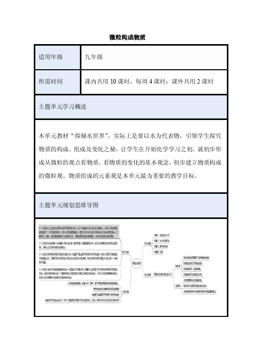 初中化学《微粒构成物质》单元教学设计以及思维导图