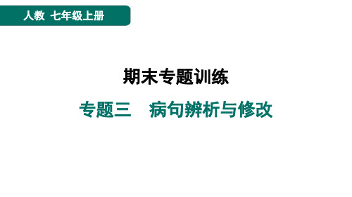 七年级语文上册专题三病句辨析与修改点训人教课件